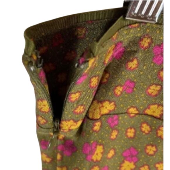 Free People Midi Skirt IRL Floral Olive Green Midi Skirt Lettuce Hem, New w/ Tag - Picture 4 of 8